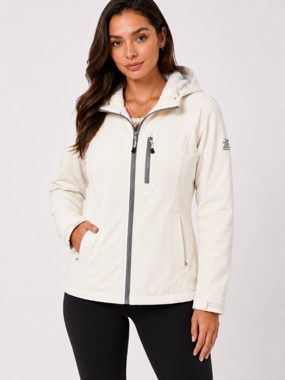 ZeroXposur Women’s White Softshell Hooded Jacket Fleece Lined Size S - Picture 2 of 15